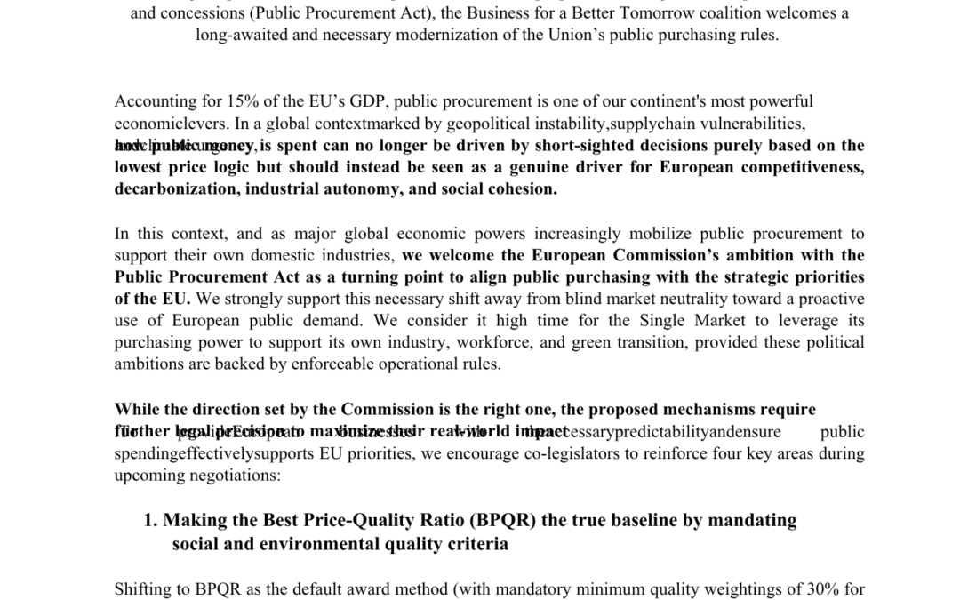 Call for making sustainability a key driver of public procurement in Europe